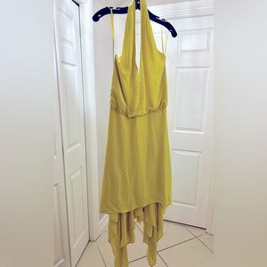 BCBG - Dark Lime evening dress with silver accents